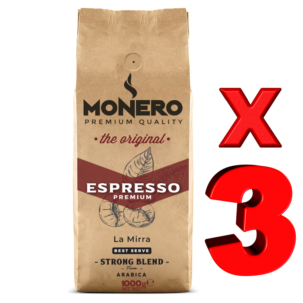 Espresso Çekirdek Kahve 1000 Gr x 3 Ad Monero La Mirra